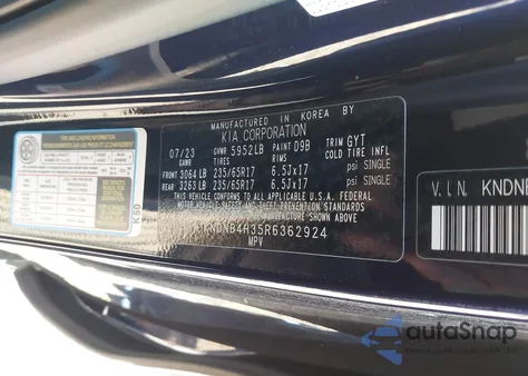 2024 Kia Carnival Mpv Lx Seat Package from USA, damaged, VIN KNDNB4H35R6362924